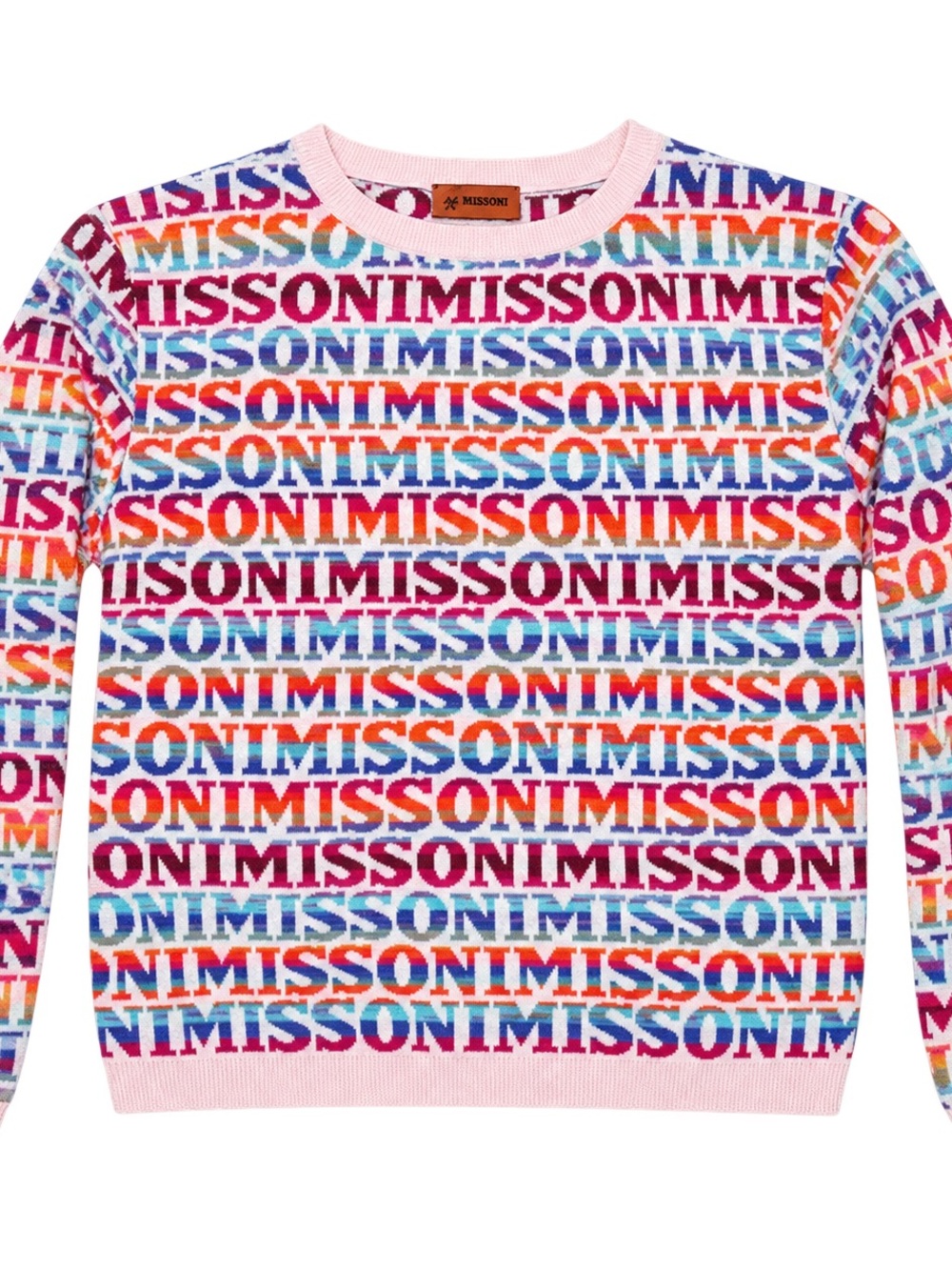 Missoni Kids Multicolor Logo Crewneck Sweater in Pink, Blue, Orange